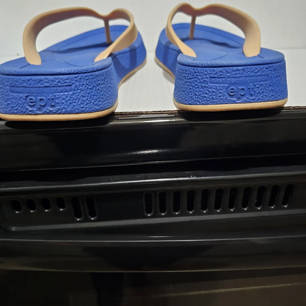East Pacific Trade Malibu Blue Tan Unisex Flip flops sandals Sz women's 8 mens 7 - Picture 8 of 11